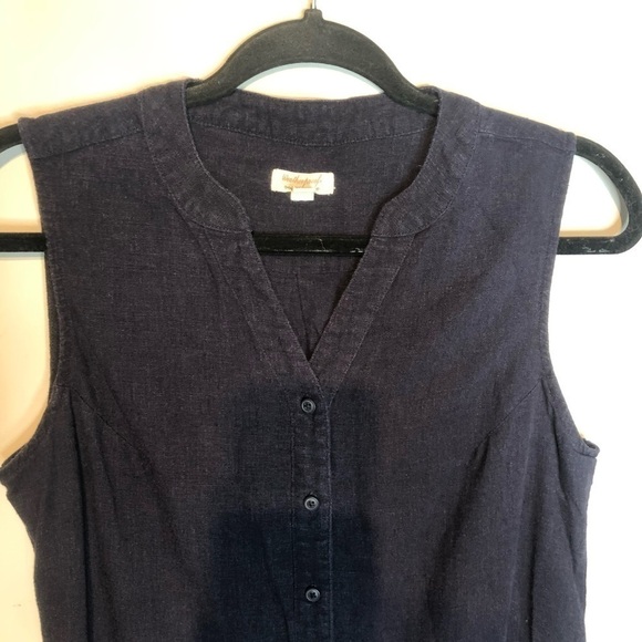Weatherproof Linen Blend Sleeveless Button Down Top, size S - Picture 2 of 8